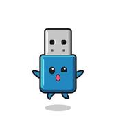 flash drive usb karakter springt gebaar vector