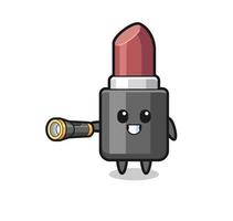 lippenstiftmascotte die zaklamp vasthoudt vector