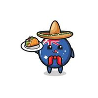 Australische vlag Mexicaanse chef-kok mascotte met een taco vector