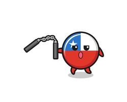 cartoon van de vlag van Chili met nunchaku vector