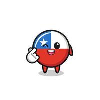 Chili vlag karakter doet koreaans vinger hart vector