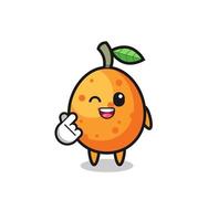 kumquat-personage doet koreaans vingerhart vector