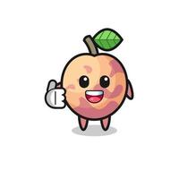 pluot fruit mascotte doet duimen omhoog gebaar vector