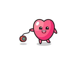 cartoon van schattig hartsymbool dat een jojo speelt vector