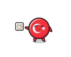 cartoon turkije vlag doet het licht uit vector