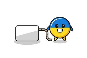 Oekraïense vlag cartoon trekt een spandoek vector