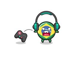 braziliaanse vlag gamer mascotte is boos vector