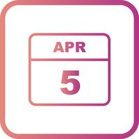 5 april Datum op een eendaagse kalender vector