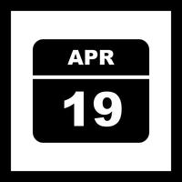 19 april Datum op een eendaagse kalender vector