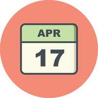 17 april Datum op een eendaagse kalender vector