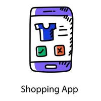 mobiel winkelen app icoon shirt in smartphone vector