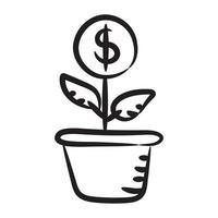 geld plant pictogram ontwerp doodle vector van bedrijfsontwikkeling