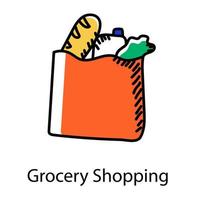 doodle stijl van boodschappen doen icoon vector