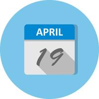 19 april Datum op een eendaagse kalender vector