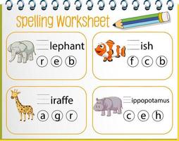 spelling werkbladsjabloon voor kinderen vector