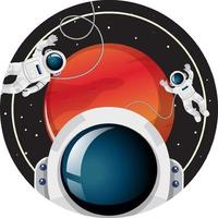astronaut in de ruimte badge op witte achtergrond vector