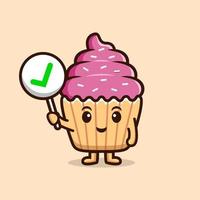 schattige cupcake karakter cartoon mascot.kawaii mascotte karakter illustratie voor sticker, poster, animatie, kinderboek of ander digitaal en gedrukt product vector