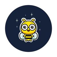 ontwerp van schattige honingbij op ruimte voor sticker. dier mascotte karakter vector