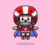 schattige american football speler kawaii mascotte karakter illustratie voor sticker, poster, animatie, kinderboek of ander digitaal en gedrukt product vector