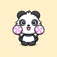 schattige panda mascotte cartoon icoon. kawaii mascotte karakter illustratie voor sticker, poster, animatie, kinderboek of ander digitaal en gedrukt product vector