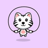 schattige witte tijger mascotte cartoon icoon. kawaii mascotte karakter illustratie voor sticker, poster, animatie, kinderboek of ander digitaal en gedrukt product vector