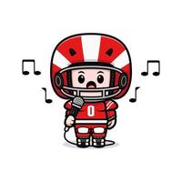 schattige american football speler kawaii mascotte karakter illustratie voor sticker, poster, animatie, kinderboek of ander digitaal en gedrukt product vector