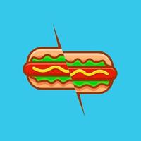 hotdog gesneden cartoon vector pictogram illustratie