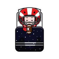 schattige american football speler kawaii mascotte karakter illustratie voor sticker, poster, animatie, kinderboek of ander digitaal en gedrukt product vector