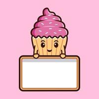 schattige cupcake karakter cartoon mascot.kawaii mascotte karakter illustratie voor sticker, poster, animatie, kinderboek of ander digitaal en gedrukt product vector