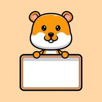 schattige hamster met lege tekstbord cartoon afbeelding vector