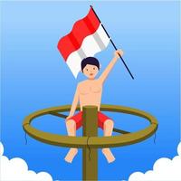 Indonesische onafhankelijkheidsdagviering met het traditionele spel panjat pinang. paal klimmen vector