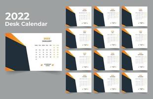 2022 bureaukalender planner .week start op maandag. sjabloon voor jaarkalender 2022. vector