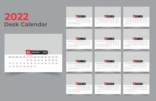 bureaukalender ontwerp 2022. week begint op maandag. sjabloon voor jaarkalender 2022 vector