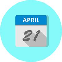 21 april Datum op een eendaagse kalender vector