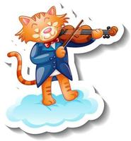 kat speelt viool op een wolk vector