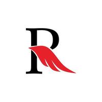 eerste letter r-logo en vleugels-symbool. vleugels ontwerpelement, eerste letter r logo pictogram, eerste logo sjabloon vector