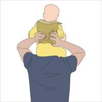 hoge kwaliteit illustratie van vader en kind gelukkig moment. vector