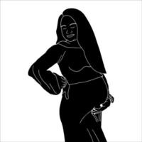 zwangere vrouw silhouet vectorillustratie op witte achtergrond. vector