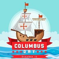 columbus day banner met vlaggenschip vector