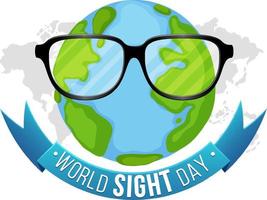 world sight day banner met earth globe die glas draagt vector
