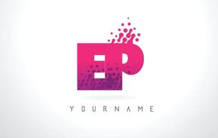 ep ep letter logo met roze paarse kleur en deeltjes stippen ontwerp. vector