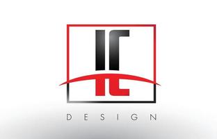 ic ic logo letters met rode en zwarte kleuren en swoosh. vector