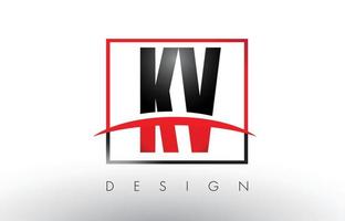 kv kv-logo letters met rode en zwarte kleuren en swoosh. vector