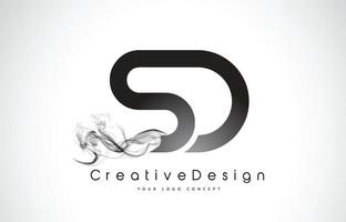 SD letter logo-ontwerp met zwarte rook. vector