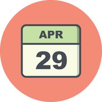 29 april Datum op een eendaagse kalender vector