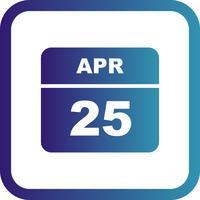 25 april Datum op een eendaagse kalender vector