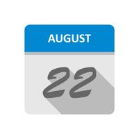 22 augustus datum op een eendaagse kalender vector