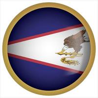 amerikaans samoa 3d afgeronde vlag knoppictogram met gouden frame vector