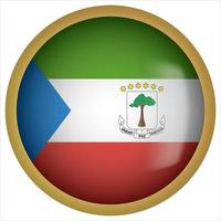 Equatoriaal-Guinea 3D-ronde vlag knoppictogram met gouden frame vector