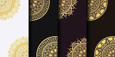 luxe donker gouden mandala achtergrond collectie vector